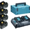 Pack 4 Batteries 6Ah BL1860 + Chargeur Double MAKITA DC18RD + Coffret Makpac - 198091-4