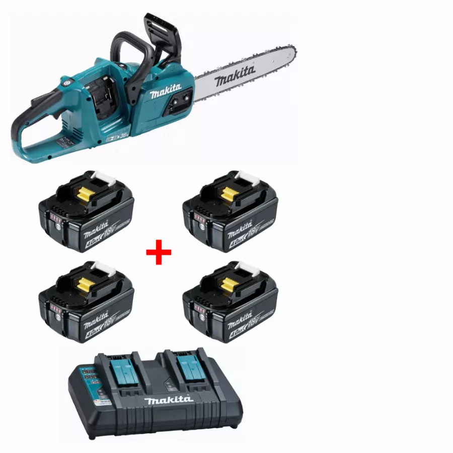 Makita Tronçonneuse 36 V => 2 X 18 V 35 Cm - DUC355Z + Chargeur Rapide 14.4V à 18V - DC18RD - 196933-6 + Batterie BL1840 Set 18V 4.0 Ah - 197265-4 1 Makita Tronçonneuse 36 V => 2 X 18 V 35 Cm - DUC355Z + Chargeur Rapide 14.4V à 18V - DC18RD - 196933-6 + Batterie BL1840 Set 18V 4.0 Ah - 197265-4