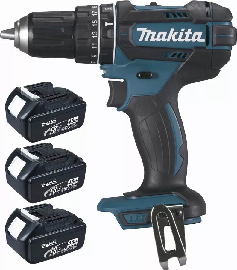 Perceuse Visseuse à Percussion 18 V Li-Ion 4 Ah Ø 13 Mm (3 Batteries) MAKITA - 3 Batteries, Chargeur, Coffret - DHP482RM3J 1 Perceuse Visseuse à Percussion 18 V Li-Ion 4 Ah Ø 13 Mm (3 Batteries) MAKITA - 3 Batteries, Chargeur, Coffret - DHP482RM3J