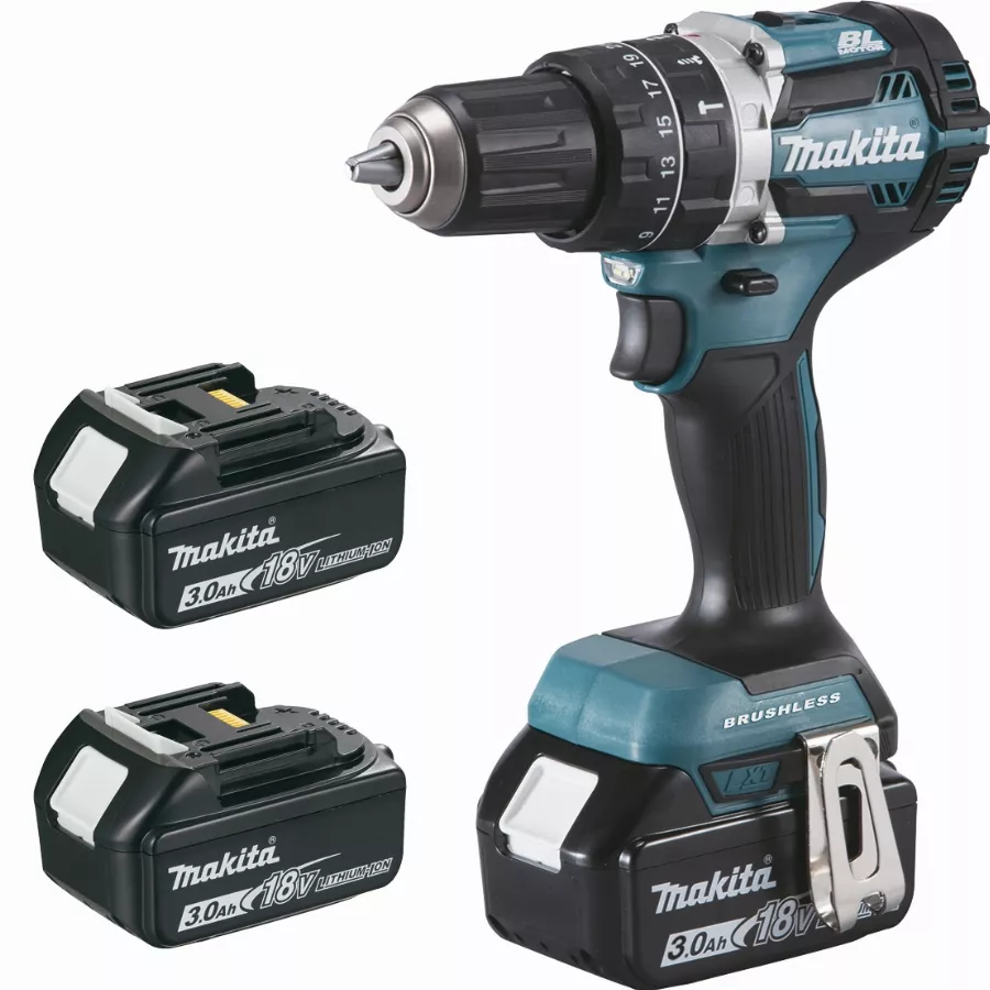 Perceuse Visseuse à Percussion 18 V Li-ion 3 Ah Ø 13 Mm (3 Batteries) MAKITA - 3 Batteries, Chargeur, Coffret - DHP484RF3J 1 Perceuse Visseuse à Percussion 18 V Li-ion 3 Ah Ø 13 Mm (3 Batteries) MAKITA - 3 Batteries, Chargeur, Coffret - DHP484RF3J