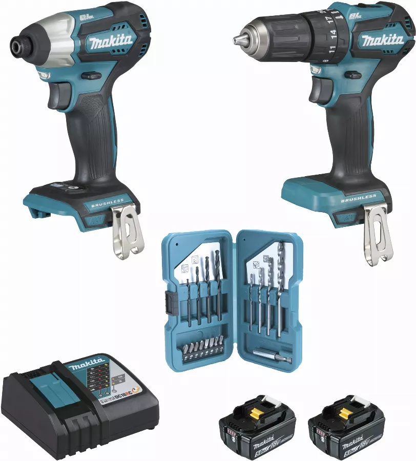 Ensemble De 2 Machines 18 V Li-Ion 5 Ah MAKITA Visseuse DTD155 + Perceuse DHP483 - 2 Batteries, Chargeur, Coffret - DLX2221TJ2 1 Ensemble De 2 Machines 18 V Li-Ion 5 Ah MAKITA Visseuse DTD155 + Perceuse DHP483 - 2 Batteries, Chargeur, Coffret - DLX2221TJ2