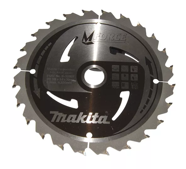 Lame Carbure MFORCE Bois MAKITA 165 X 20 Mm 24 Dents - B-32007 1 Lame Carbure MFORCE Bois MAKITA 165 X 20 Mm 24 Dents - B-32007